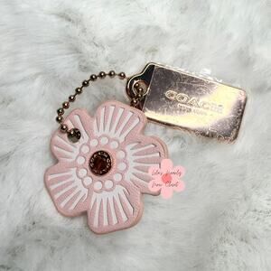 1" COACH Gold Tea Rose Flower Floral Bag Charm Hang Tag